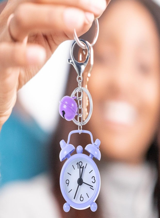 NICERIO 1PC Mini Clock Keychain Alarm Clock - Creative Purple Key Holder Bag Pendant for Students, Perfect for Kids - Image 4
